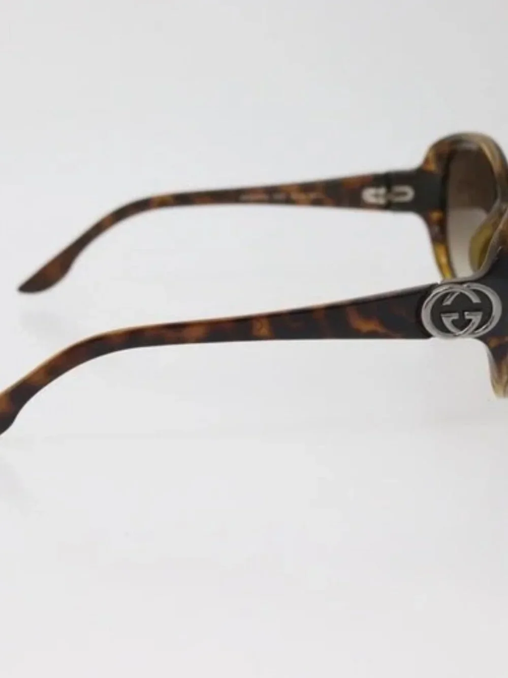 GUCCI Tortoise Pattern Sunglasses Plastic Brown Silver Auth BA13261